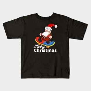 Christmas Skateboarding Santa Kids T-Shirt